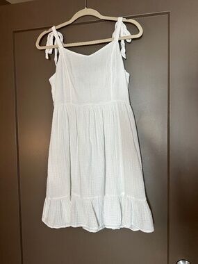Old Navy White Cotton Gauze Dress Tie Strap Sundress Size M Beachy Summer